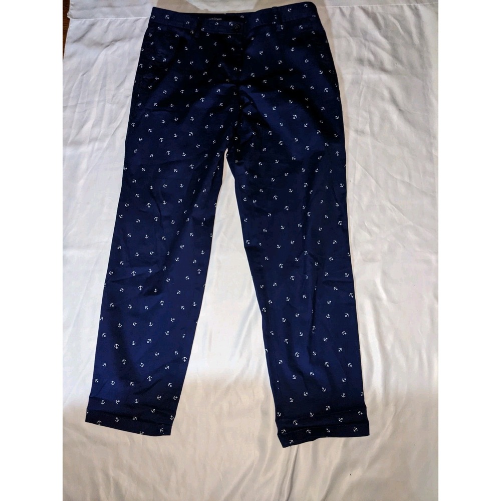 Talbot's Relaxed Chino Size 6 Anchor Print Nautical Navy Blue Talbot's Relaxed